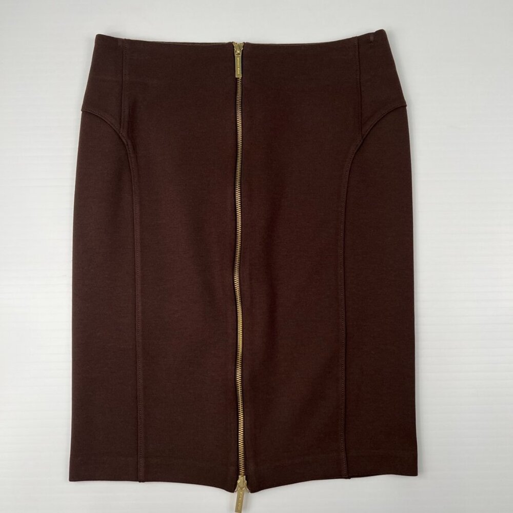 Michael Kors Brown Gold Zip Pencil Skirt Size 6